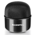 Black waterproof portable Bluetooth speaker showing button controls and compact design