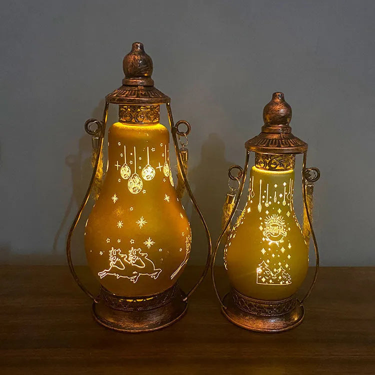 New Chinese style glass LED oil lamp decorative light in red, shown as a hanging ornament.