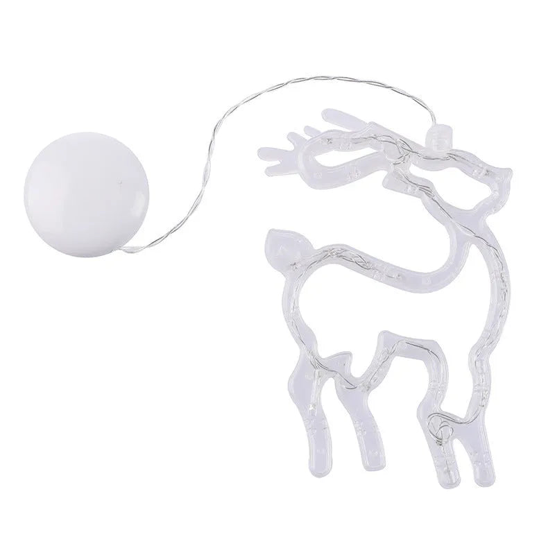 Christmas LED suction cup lights with Santa Claus elk snowman designs for window decoration