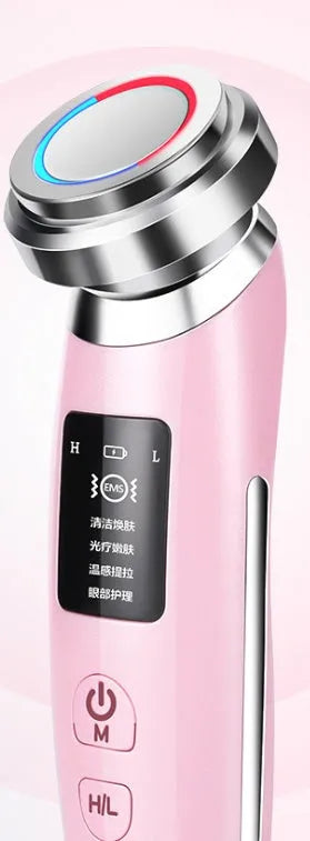 Pink skin rejuvenation instrument for facial cleansing with 185mm length portable design
