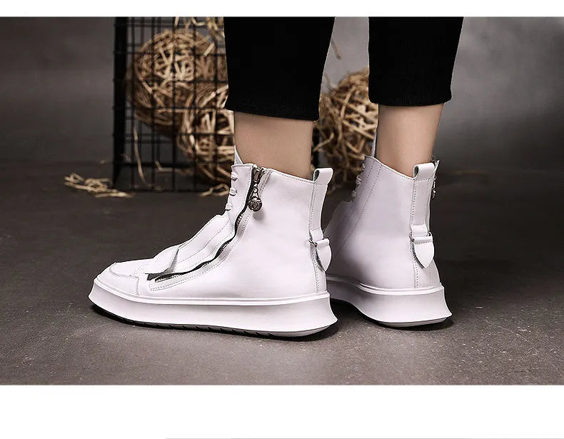 Men's black high-top ankle boot made of PU leather microfiber, shown on a white background.
