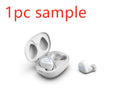 Black and white M18 true wireless Bluetooth in-ear headset with charging case.