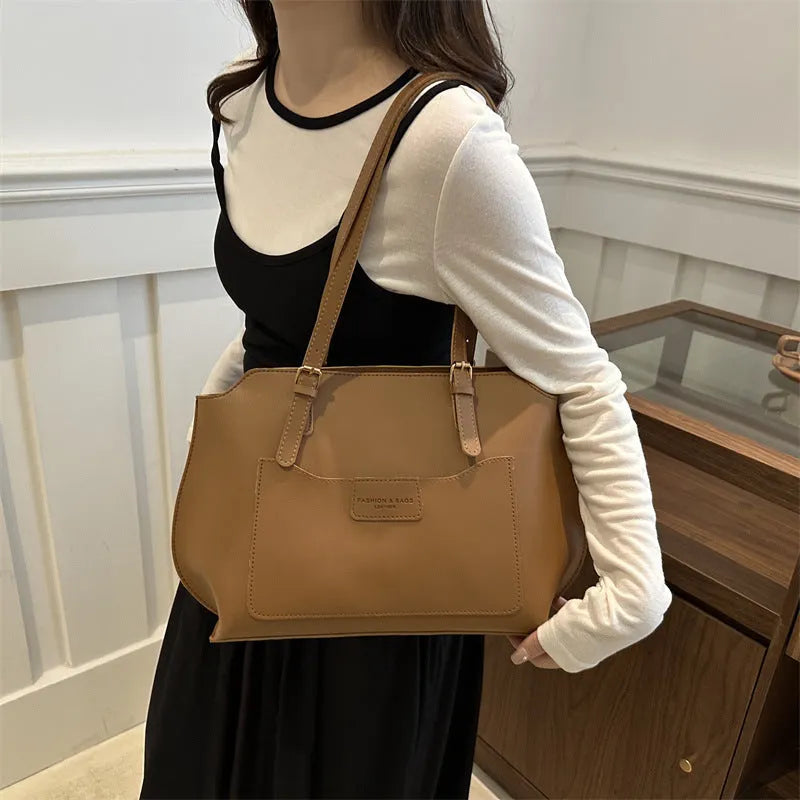 PU leather women's tote bag with double straps and internal phone compartment in multiple colour options