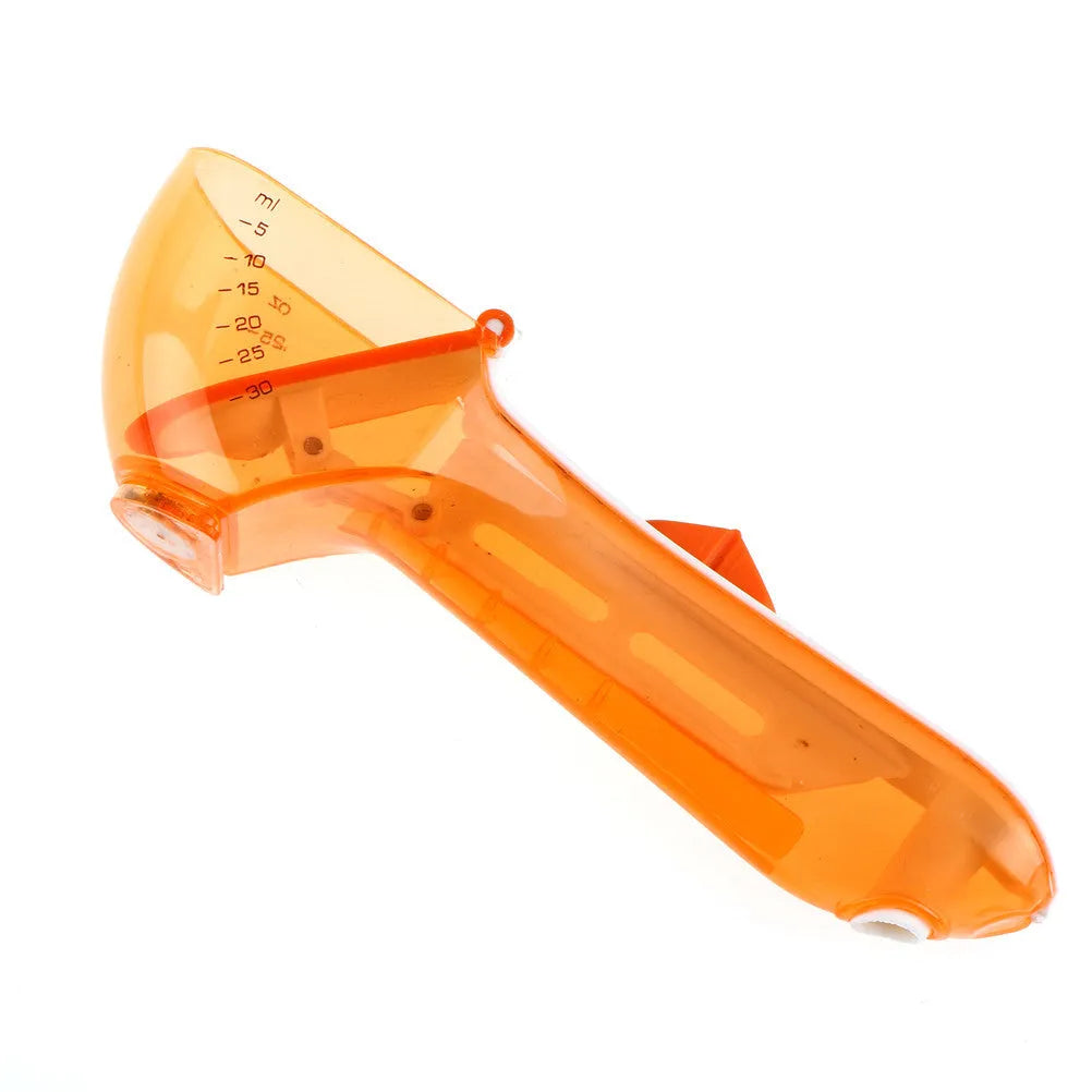 Blue and orange digital measuring spoon with magnetic bottom for kitchen storage