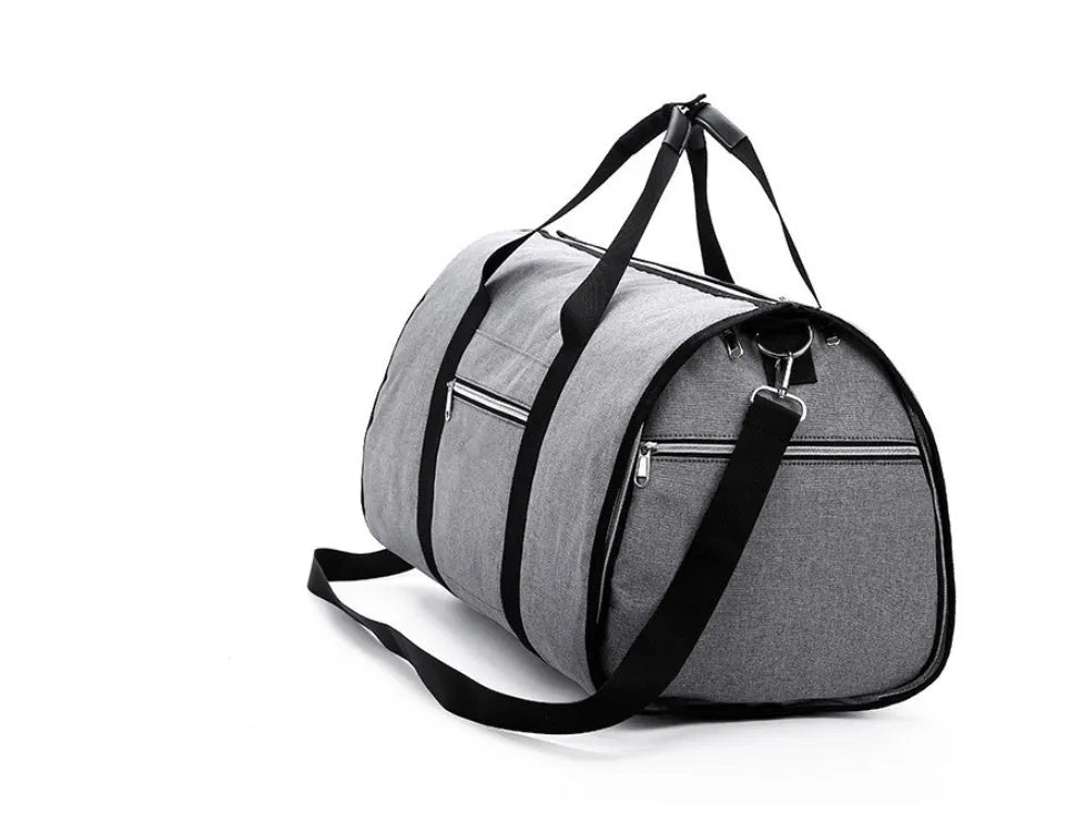 Medium cylindrical travel bag in Oxford cloth, shown in black, with a zipper opening.