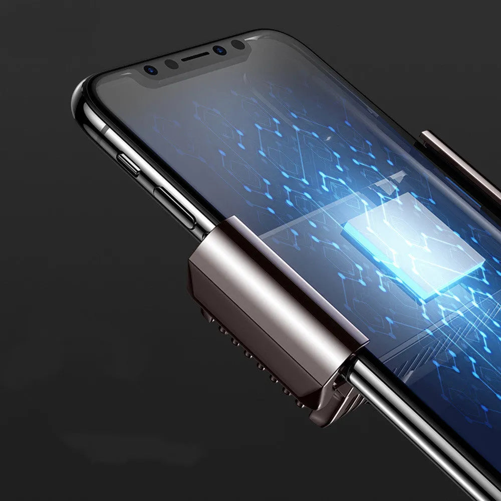 Black mobile phone radiator with clip design showing aluminum alloy and ceramic components for 4-7 inch devices