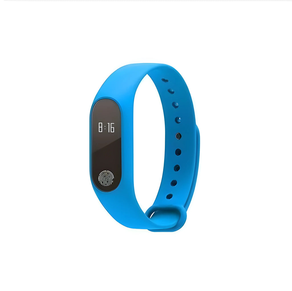 A motion intelligent hand ring in various colours, showing a heart rate and step tracking display.