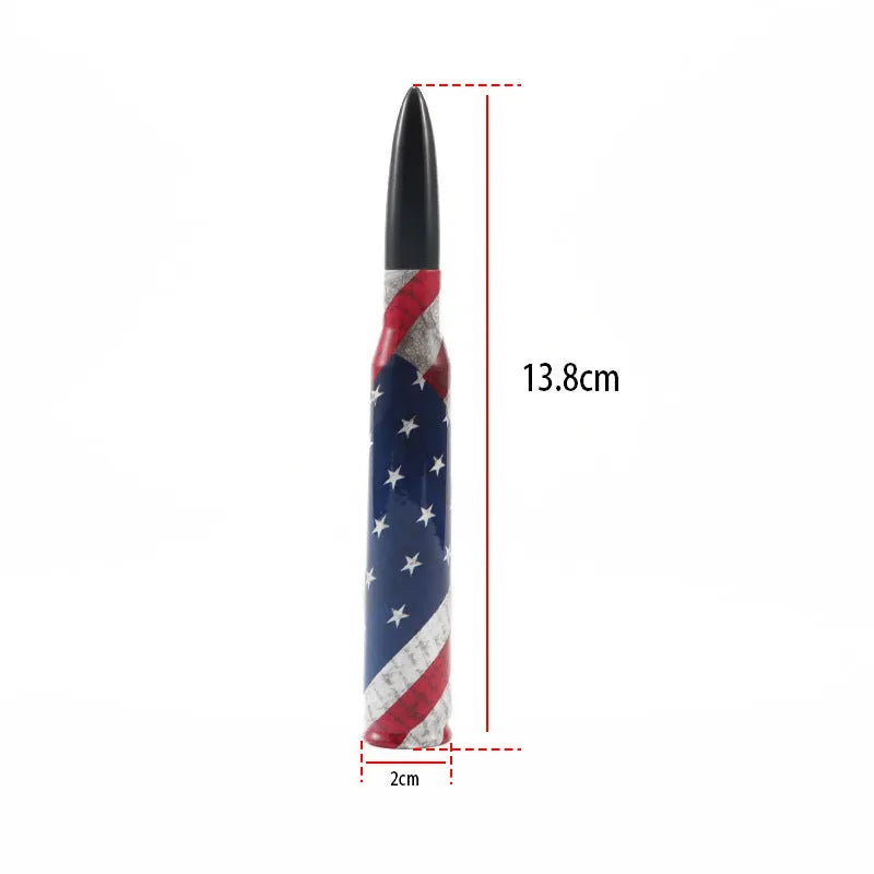 14cm bullet antenna in American flag, camouflage green, and colour black designs for vehicle exterior styling