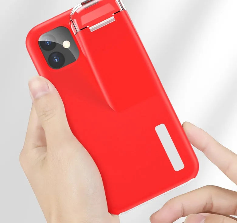 Black edge compatible charging case cover for AirPods and iPhone showing two-in-one design
