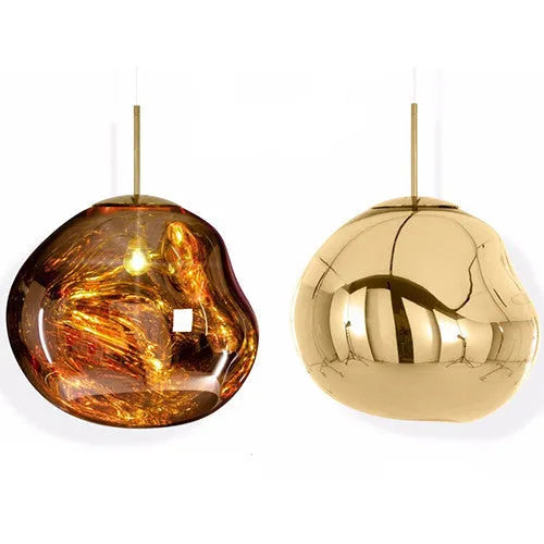 Irregular glass Nordic lava lamp chandelier in gold, red copper or silver finish