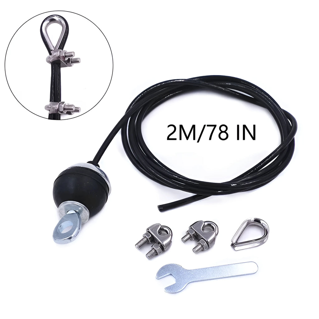 Black steel wire PU coated cable 2m long 5mm thick for fitness equipment pulley replacement