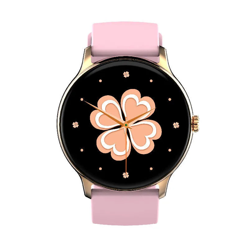Smart Bluetooth sports watch with round screen for blood pressure and heart rate monitoring on a silicone wristband.