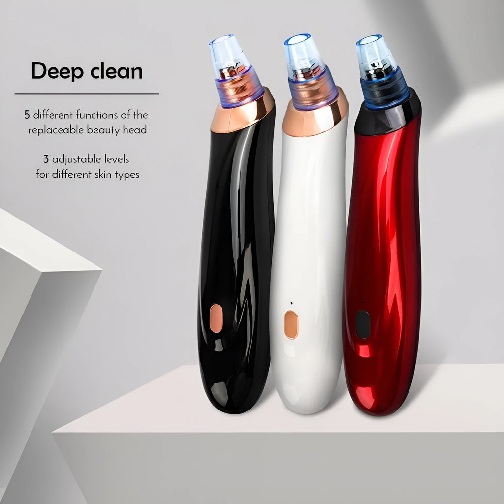 Electric blackhead remover pore cleaner device with multiple nozzle attachments