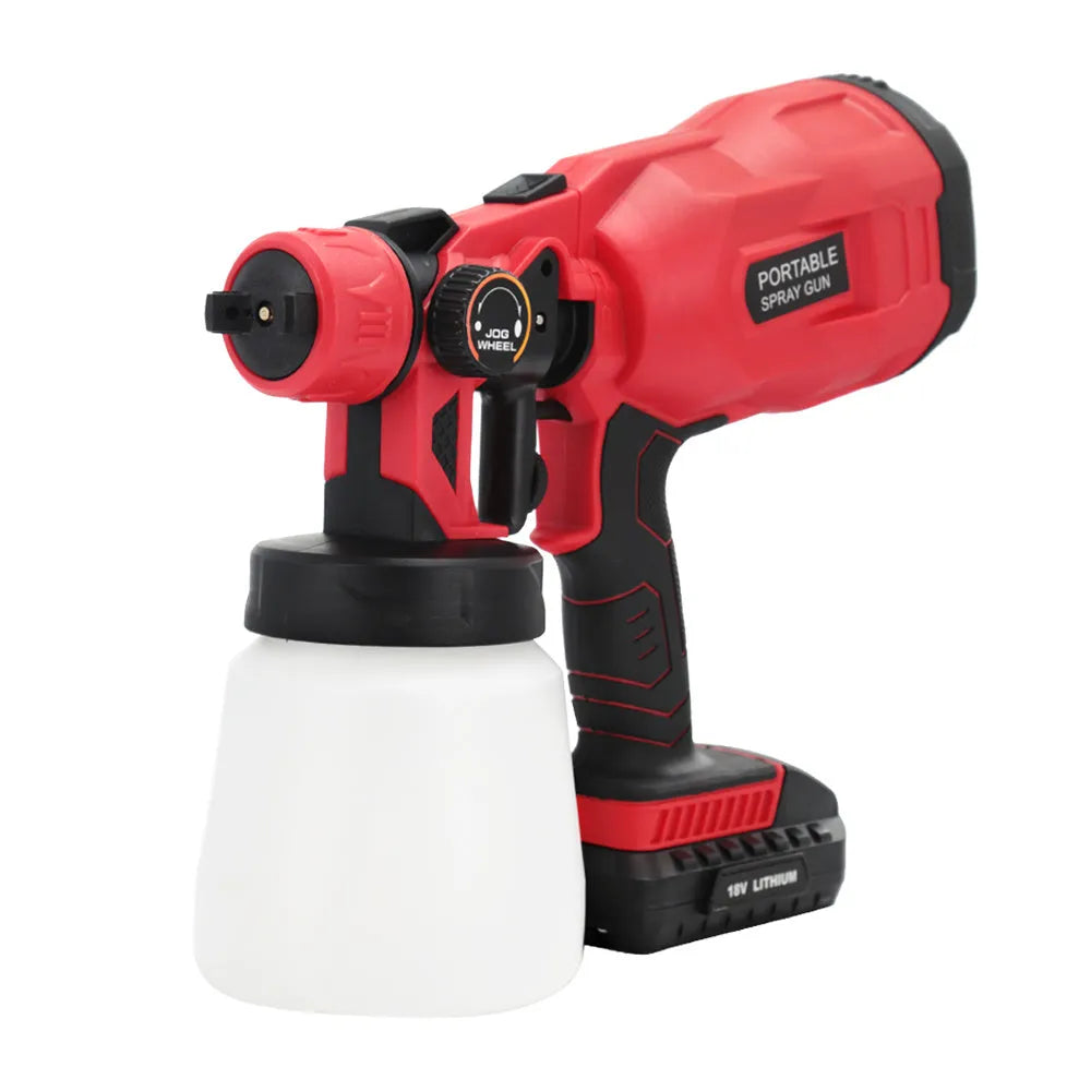 Blue cordless automatic paint spray gun with 800ml container and 1.8mm nozzle