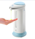 Automatic sensor soap dispenser in multi-colour option on a desktop, showing compact ABS plastic body.