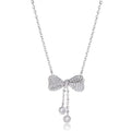 S925 sterling silver necklace with a bow pendant on an O-ring chain.