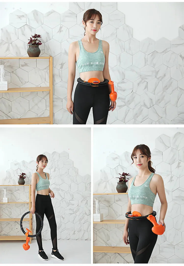 Black smart hoop fitness auto-counting detachable weight hula hoop with nylon construction