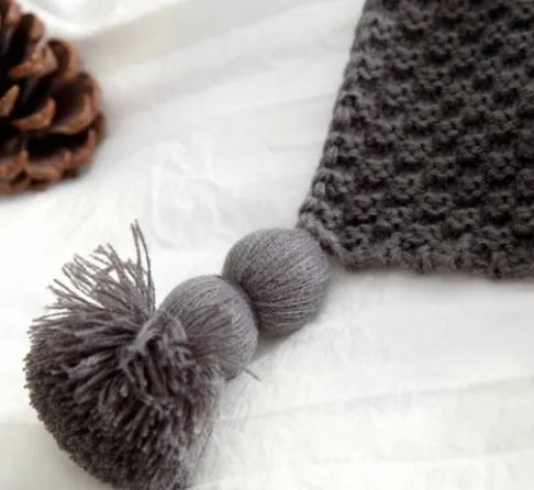 Nordic style fringed knit ball acrylic blanket in beige, brown, dark grey, or bean paste, size 130 by 170 cm.