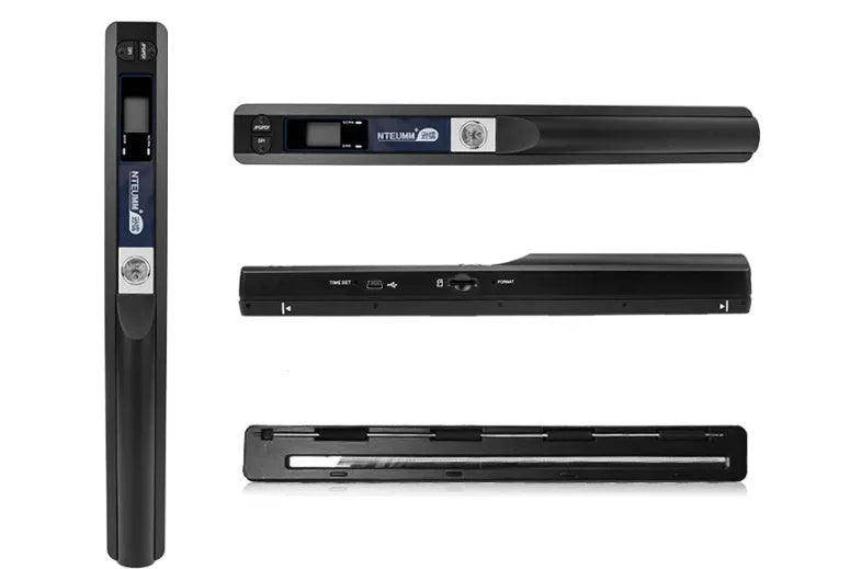 A4 portable document scanner with USB cable, 900DPI resolution, and slim black casing
