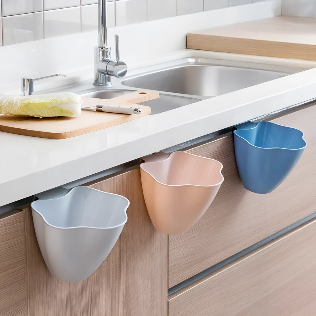 Compact PP plastic kitchen cabinet garbage bin in Nordic blue colour