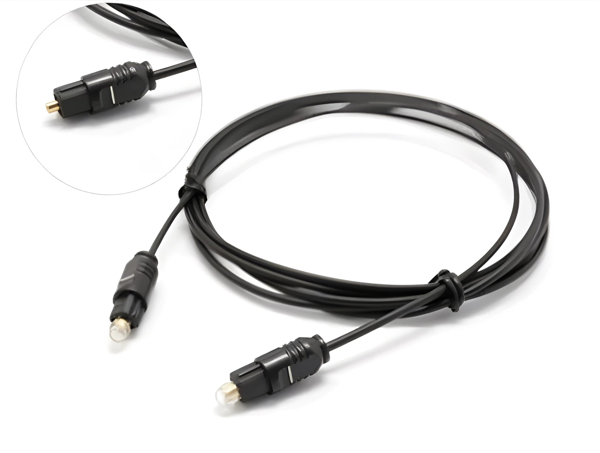 OD2.2 PVC jacketed fibre optic digital audio cable on a white background.