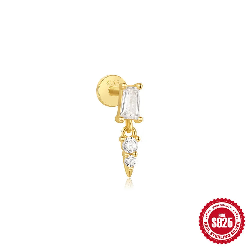 S925 sterling silver tassel ear studs with gold electroplating in six colour variations