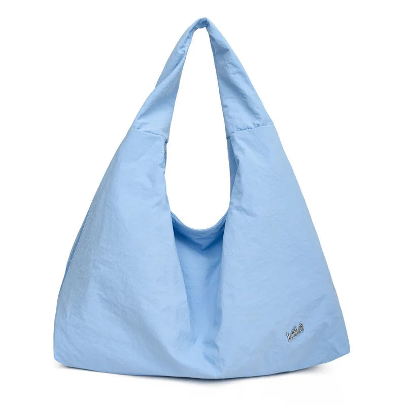 Women's heart-shaped nylon underarm bag in black, yellow, khaki, or blue colours with large capacity