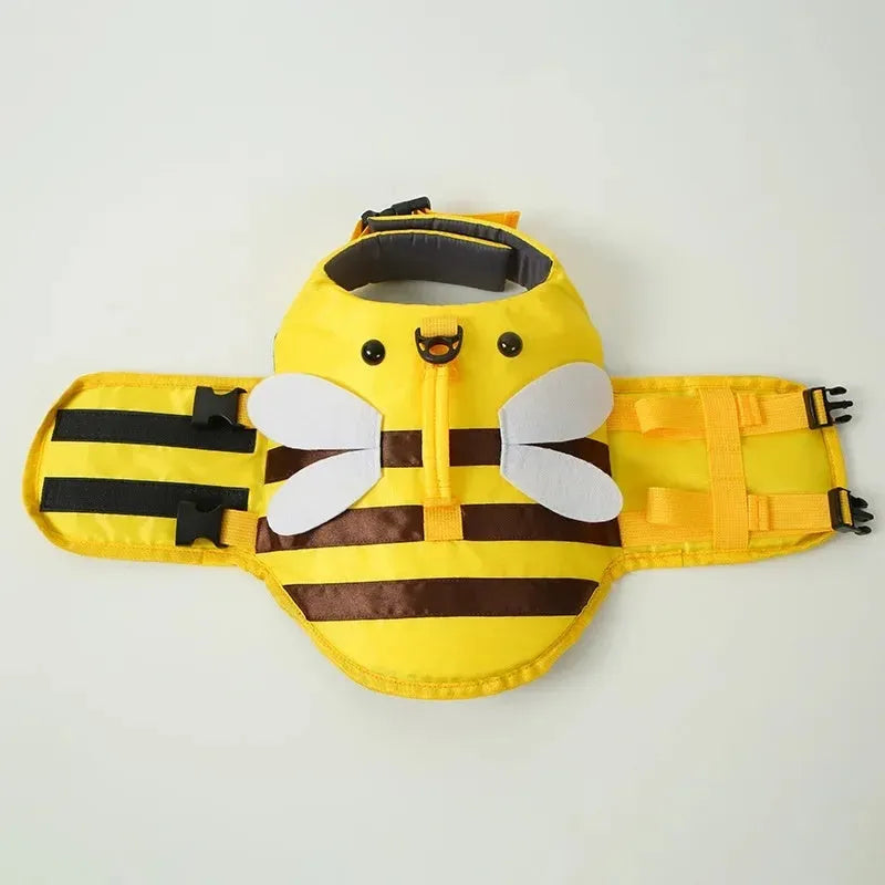 Green dog life vest with reflective strips and adjustable belly strap for swimming safety