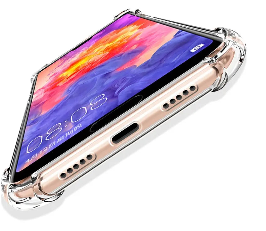 Transparent Huawei Honor phone case with clear TPU construction showing smartphone compatibility
