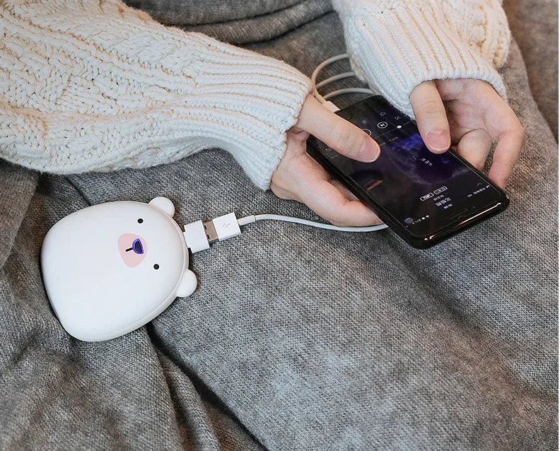 Cartoon penguin polar bear design USB rechargeable hand warmer with power bank function