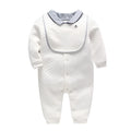 White long-sleeved cotton baby gentleman romper for boys on a hanger