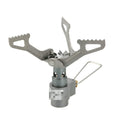 Portable camping gas stove with one-piece furnace structure for outdoor use.