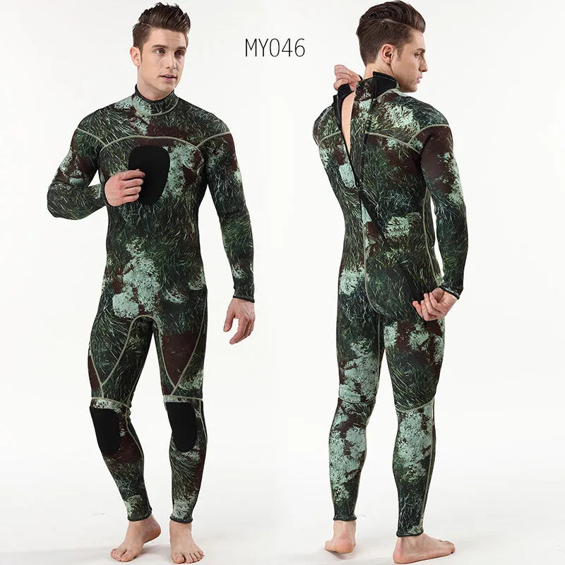 3mm neoprene camouflage diving wetsuit for men for cold water swimming and wading