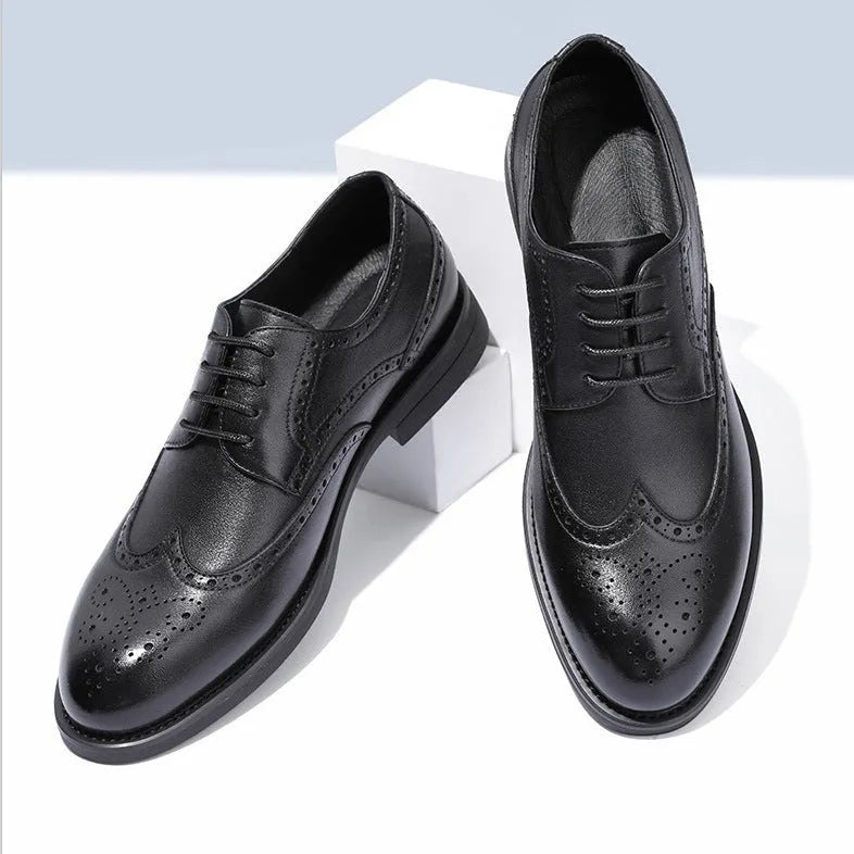Men's black and brown brogue leather shoes for business formal office wear