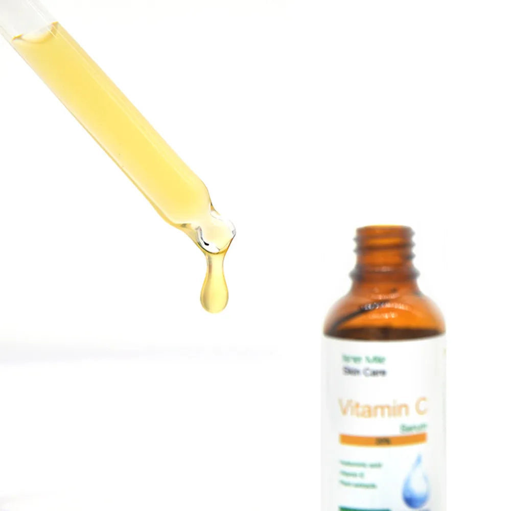 30ml bottle of vitamin C undiluted skin brightening and pore minimising serum essence.