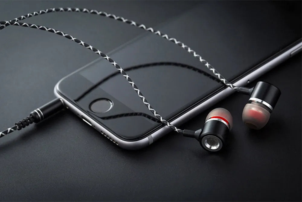 Fanbiya S1 metal in-ear headphones with ear hook design and microphone on cable