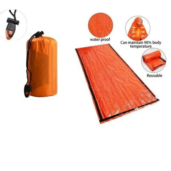 Outdoor camping emergency sleeping bag aluminium film envelope style orange 93x210cm