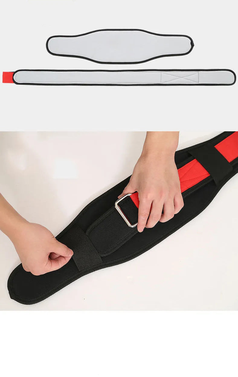 Nylon fitness weightlifting waistband in black, red or yellow colours available in L, M and XL sizes