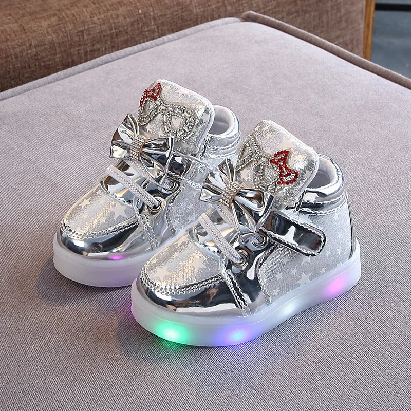 Children's shoes with star sequins, Velcro fastening, non-slip rubber sole, available in gold, pink, silver