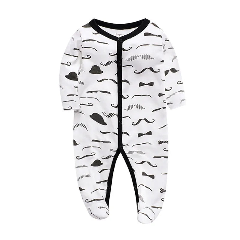 Cotton baby one-piece clothes in a dinosaur print design for infants aged 3 to 12 months