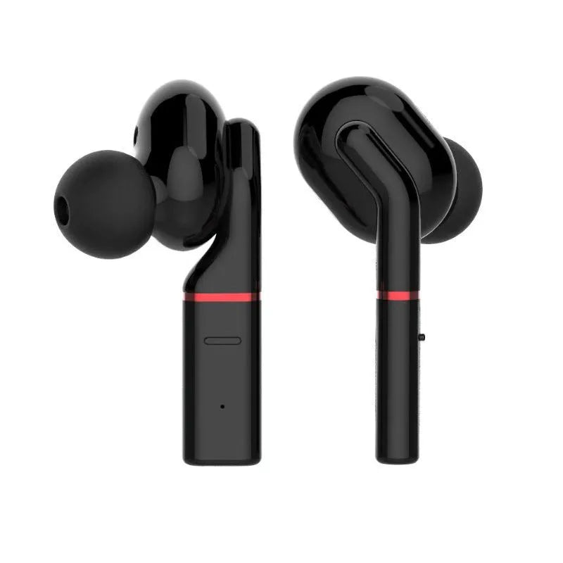 VV1 Black and White Bluetooth Earphones with charging case.