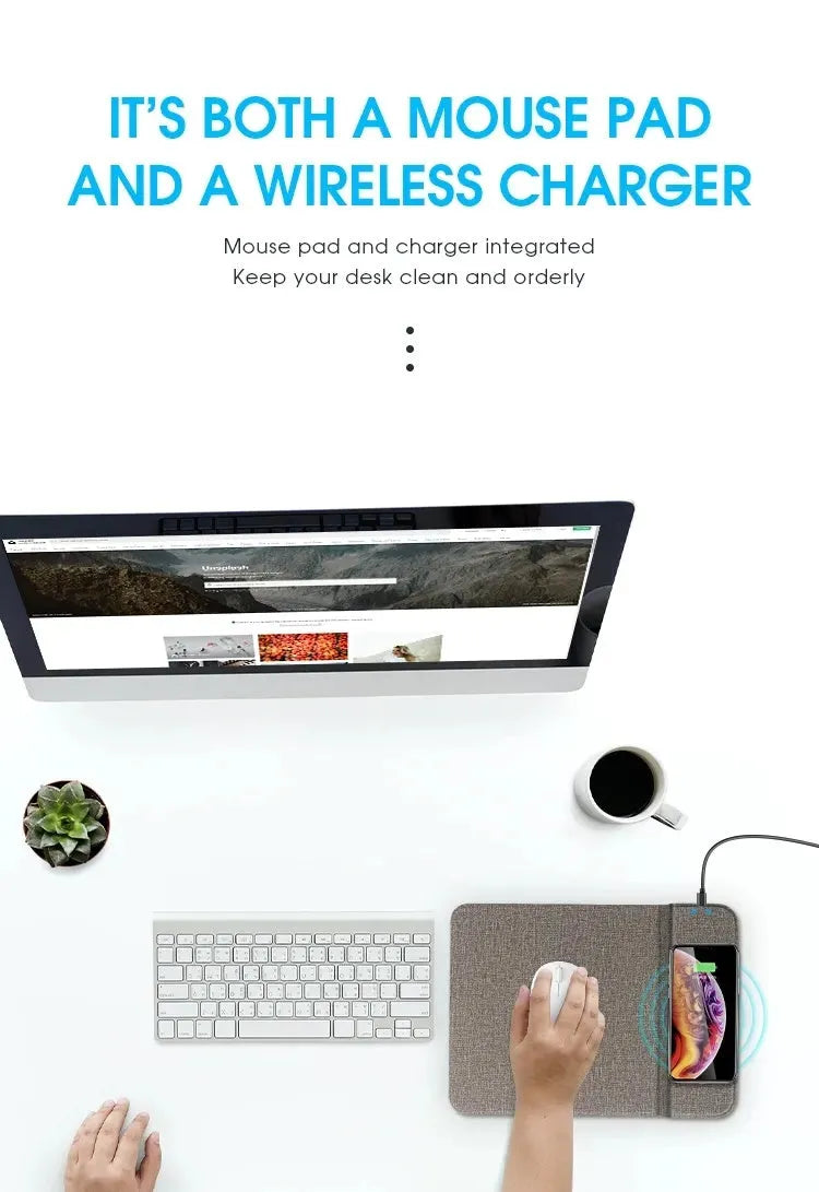 Foldable cloth phone holder with integrated wireless charging pad shown open and closed.