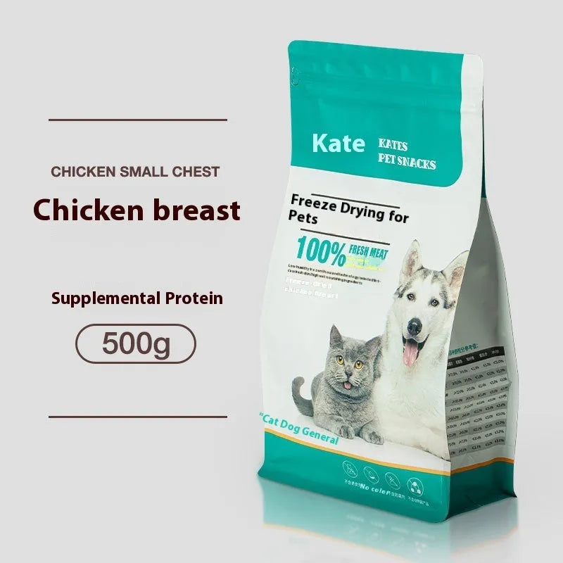 Freeze-dried chicken cat snacks 500g high-grade chicken nuggets without shreds in bagged or barrel packaging