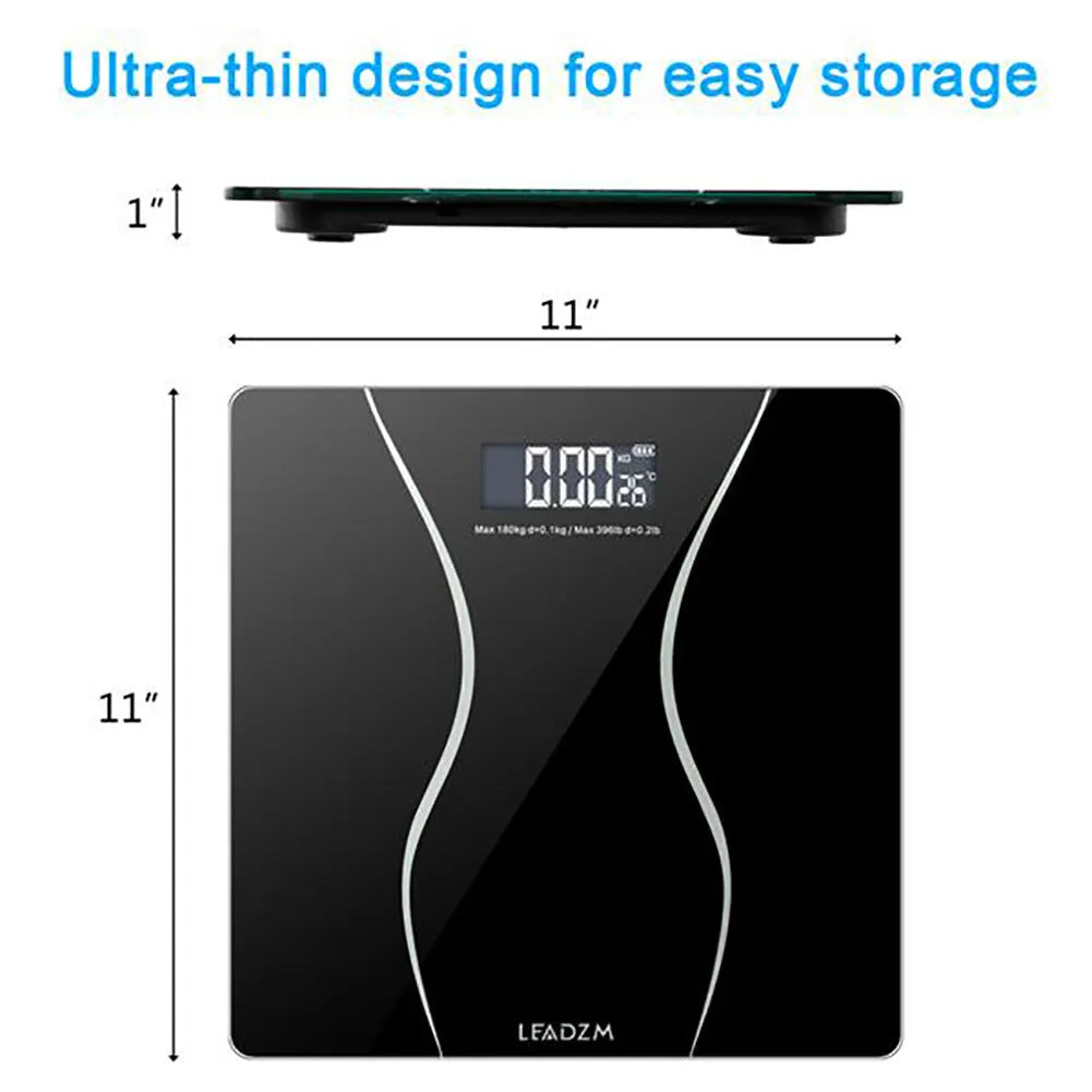 Matte black electronic body scale with digital display for weight measurement up to 180kg