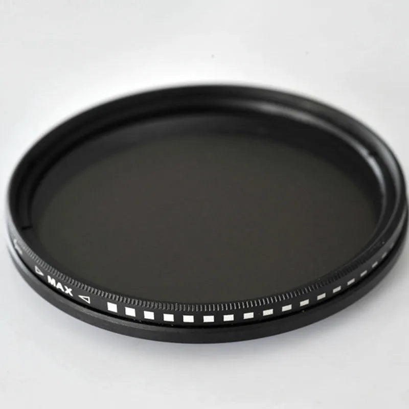 Adjustable multi-diameter camera ND filter set with ND2, ND4, ND8, and ND400 dimming mirrors.