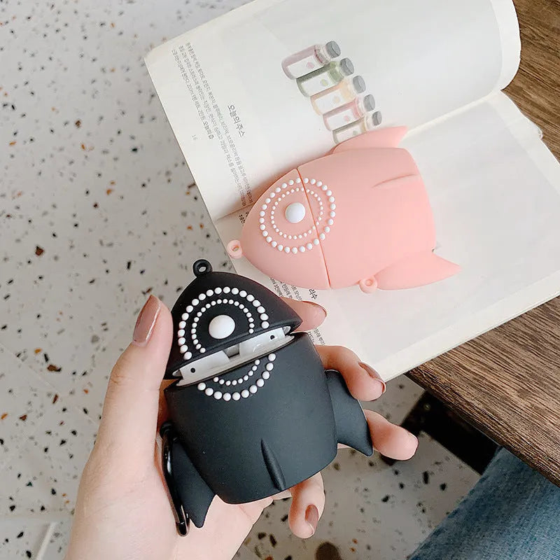 Pink silicone protective case cover for AirPods 1 and 2 charging case showing wireless charging compatibility