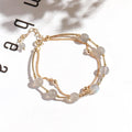 Double layer crystal bracelet with moonstone accents and electroplated copper finish in South Korean style