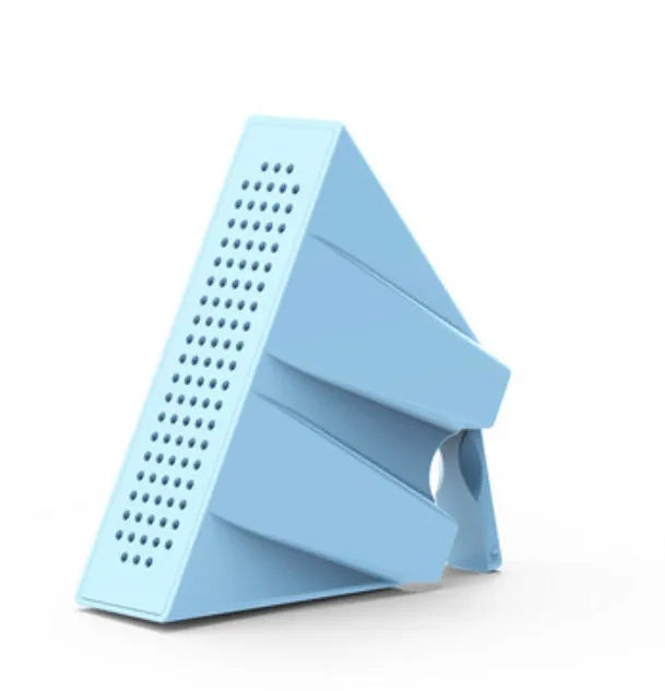 Mini pink phone amplifier holder for iPhone on desktop showing horizontal and vertical positioning
