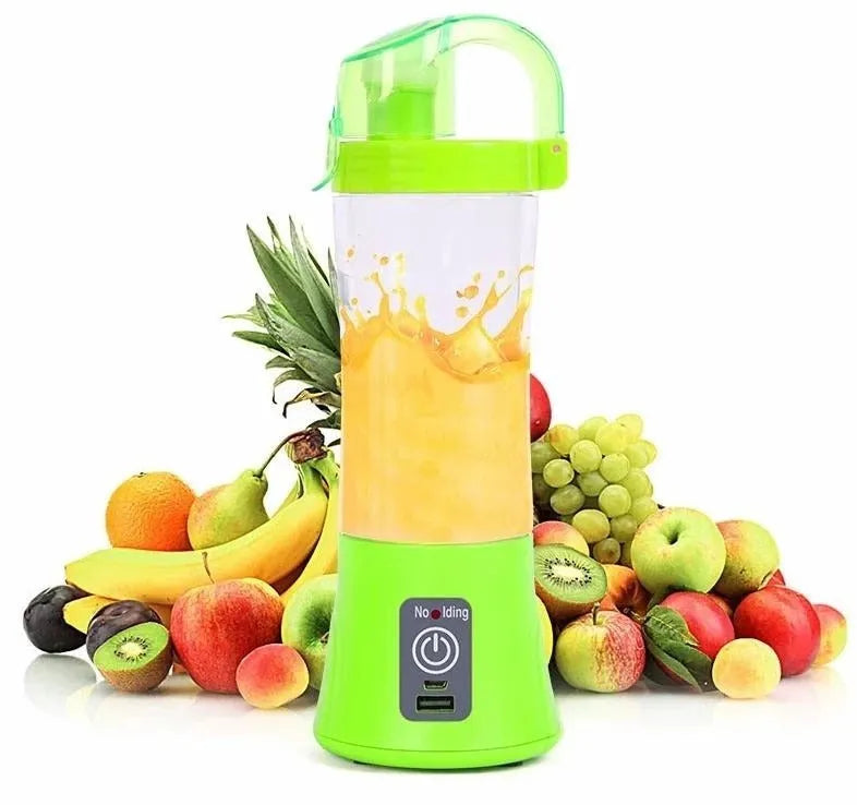 Blue portable USB rechargeable electric fruit juicer with 400ml capacity cup