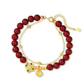 Sterling silver women's bracelet with geometric shape, Ruyi Xiangyun design, and cinnabar flower detail.